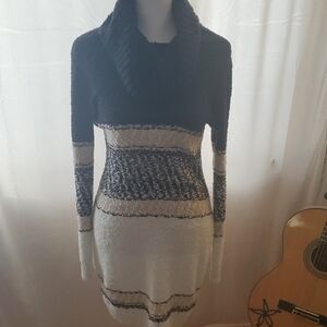 Women's Black and White Sweater Dress